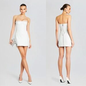 Retrofete Amberly Leather Dress in Optic White Small